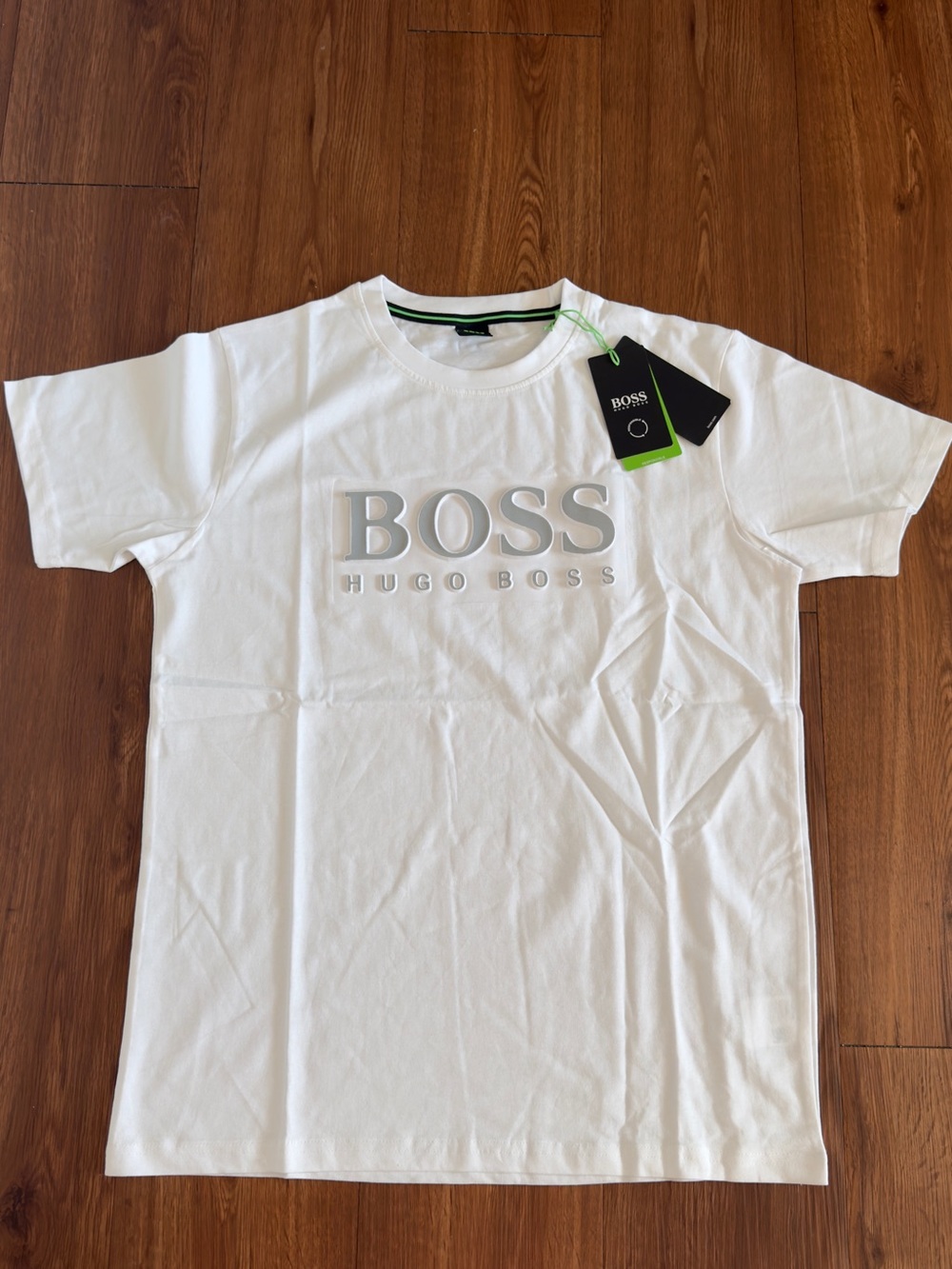 Hugo Boss Men's White Logo Crewneck T-Shirt